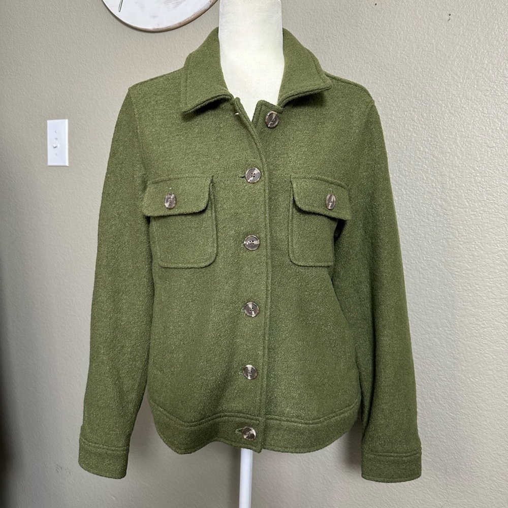 Joie Wool Blend Boxy Fit Shaket Button Front Jacket